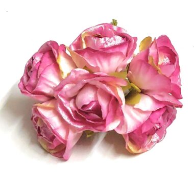 4cm Fabric Artificial Flowers Pack of 6 Pieces Bunch for Making Beautiful Handmade Jewellery ( Pink)